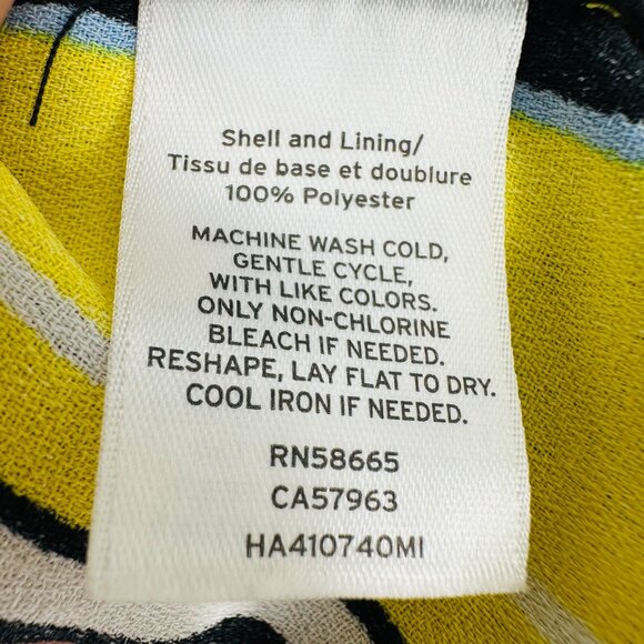 Halogen Blue Yellow Striped Shawl Neck Long Sleeve Tie Waist Pocket Blazer M - Picture 6 of 10